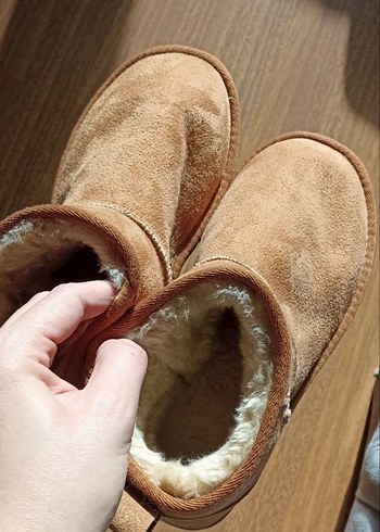 Kahverengi Süet Tüylü Kadın Dolgu Topuk Bot - Görsel 6