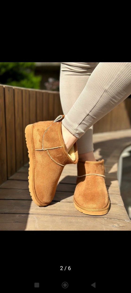 Kahverengi Süet Tüylü Kadın Dolgu Topuk Bot - Görsel 2