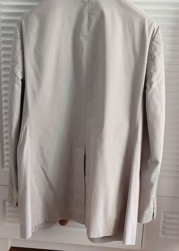 Düğmeli Erkek krem çizgili Ceket - Görsel 4