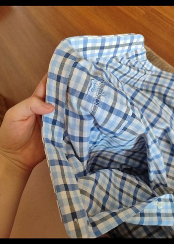 Mavi Ekose Pamuklu Erkek Gömlek - Görsel 5