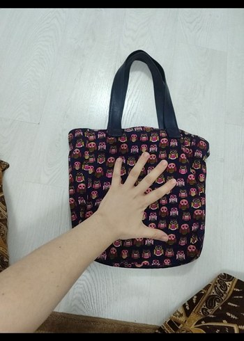 baykuş desen Renkli Baskılı Fermuarlı Kadın Çanta - Görsel 2