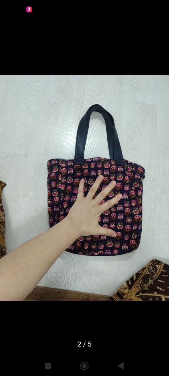 baykuş desen Renkli Baskılı Fermuarlı Kadın Çanta - Görsel 2