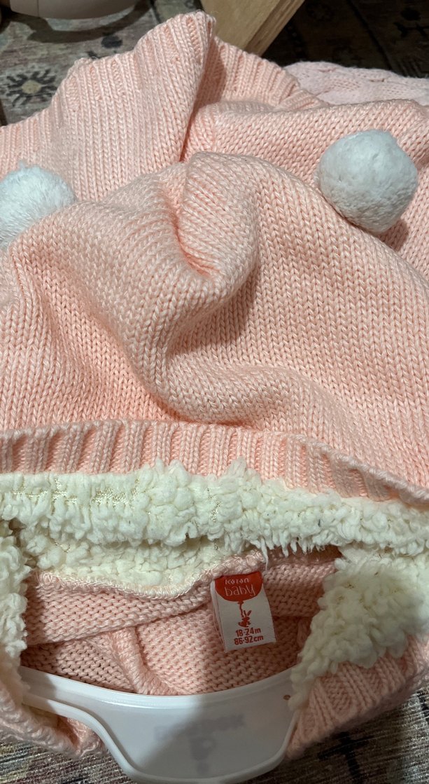 Pembe Örgü Kız Hırka - Görsel 2