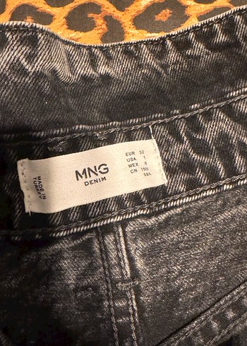 Gri Batik Desenli Kadın Bol Paça Kot Pantolon - Görsel 2