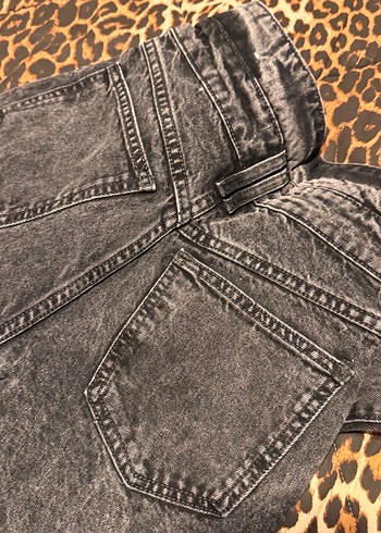 Gri Batik Desenli Kadın Bol Paça Kot Pantolon - Görsel 4