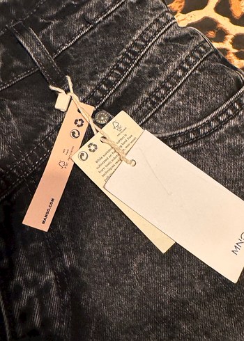 Gri Batik Desenli Kadın Bol Paça Kot Pantolon - Görsel 3