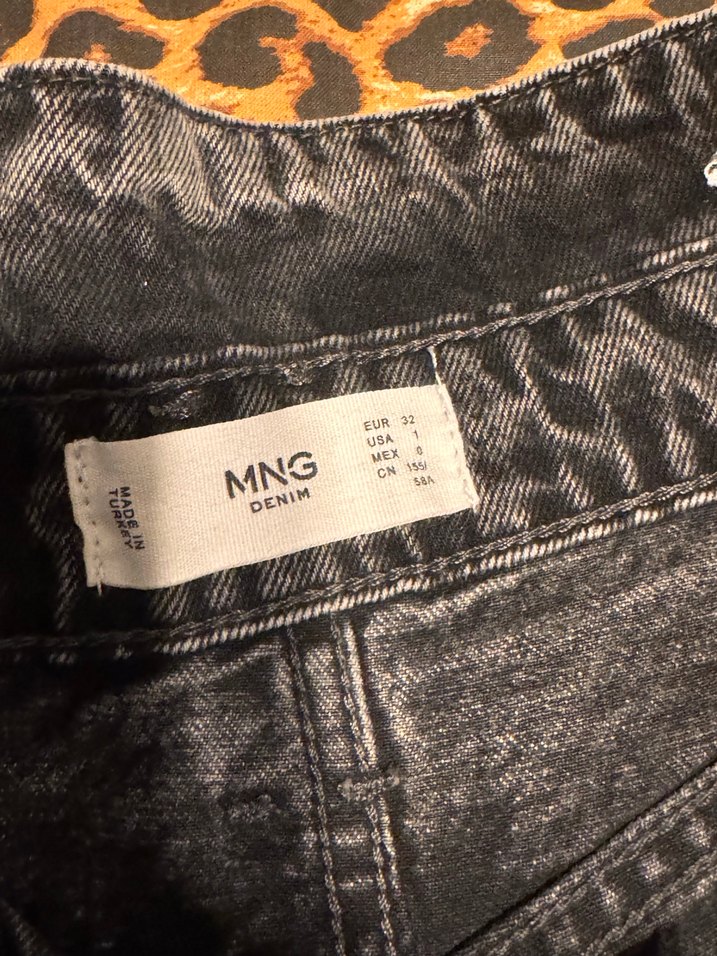 Gri Batik Desenli Kadın Bol Paça Kot Pantolon - Görsel 2