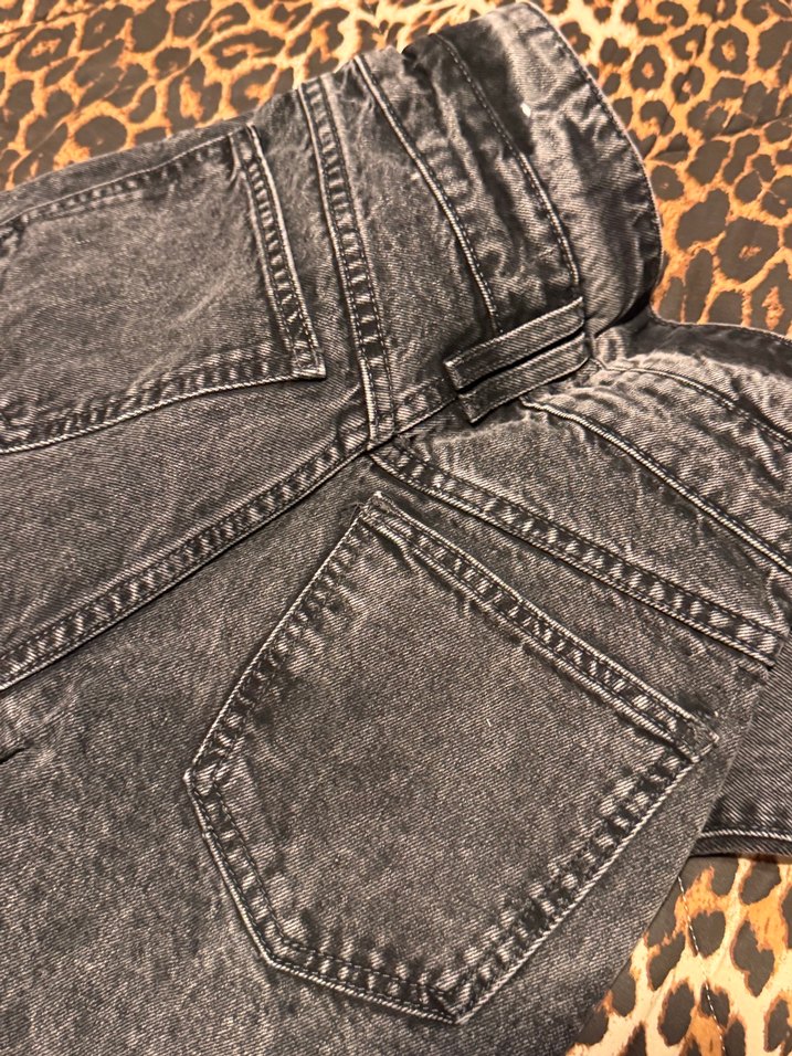 Gri Batik Desenli Kadın Bol Paça Kot Pantolon - Görsel 4