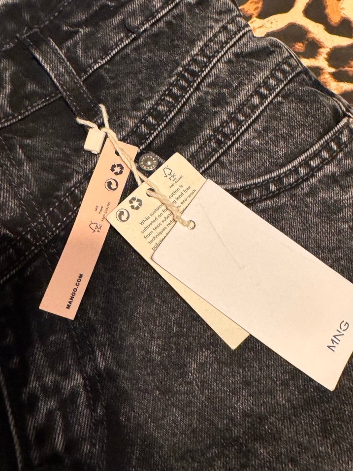 Gri Batik Desenli Kadın Bol Paça Kot Pantolon - Görsel 3