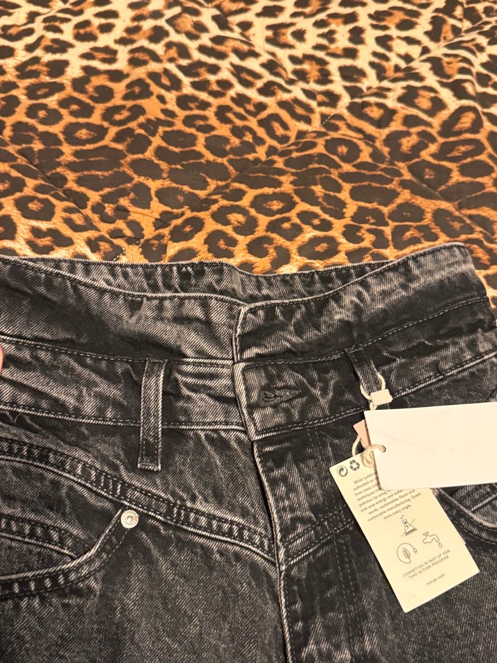 Gri Batik Desenli Kadın Bol Paça Kot Pantolon - Görsel 5