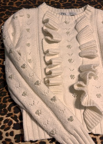 Nakışlı Beyaz Bohem Örgü Kazak - Görsel 2