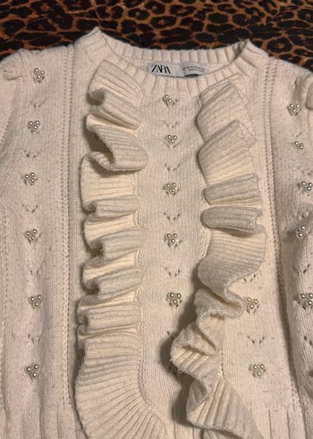 Nakışlı Beyaz Bohem Örgü Kazak - Görsel 4