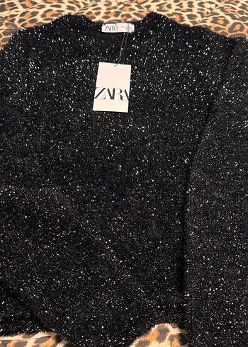 Siyah Parlak  yuvarlak Yakalı Kadın Kazak - Görsel 3