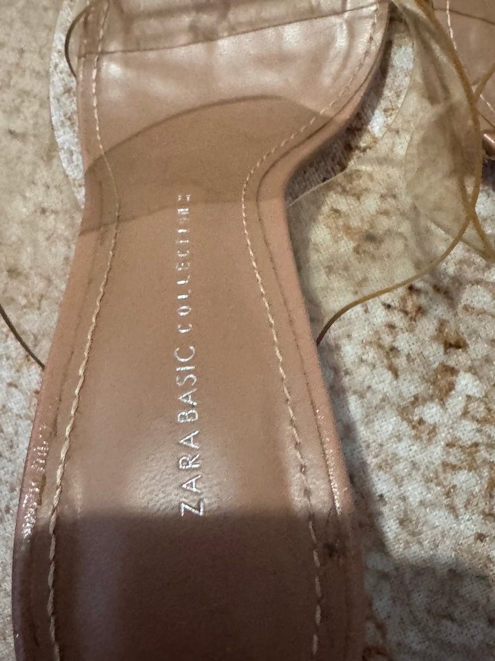 Şeffaf Bantlı Bej Topuklu Kadın Terlik - Görsel 3