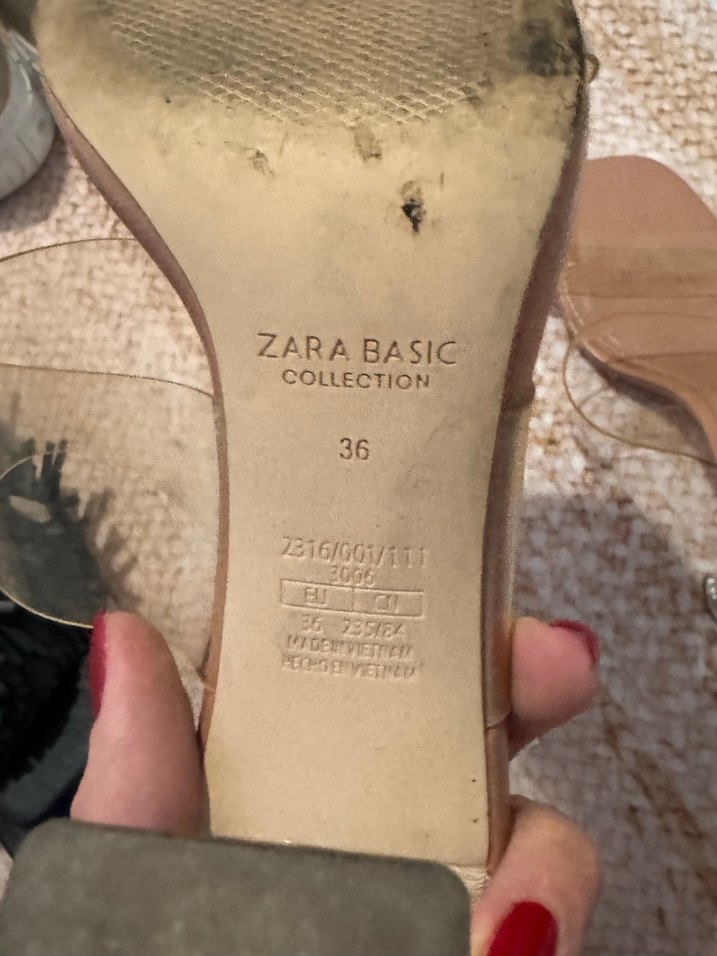 Şeffaf Bantlı Bej Topuklu Kadın Terlik - Görsel 4