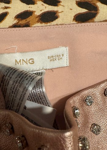 Pembe Deri Mini Etek ve taşlı üst - Görsel 7