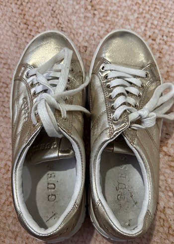 Altın Renkli Kadın Dolgu Topuklu Spor Ayakkabı - Görsel 4