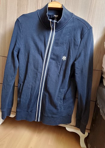Erkek Lacivert Fermuarlı Yüksek Yakalı Sweatshirt