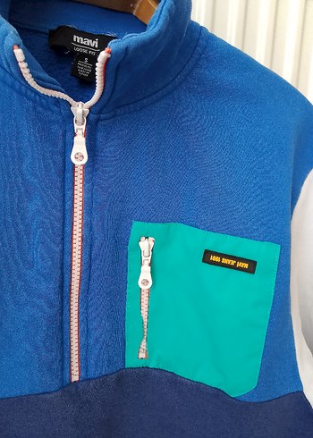 s Beden Renk Bloklu Erkek Fermuarlı Sweatshirt