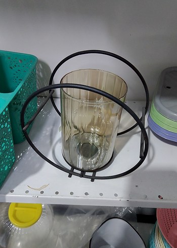 Bej Cam ve Gri Metal Mumluk - Görsel 2