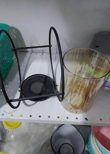 Bej Cam ve Gri Metal Mumluk - Görsel 3