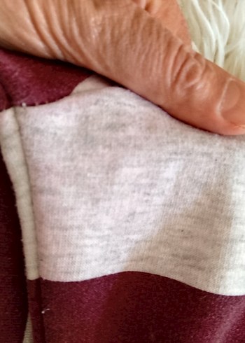 Bordo Gri Çizgili Kadın Sweatshirt - Görsel 5