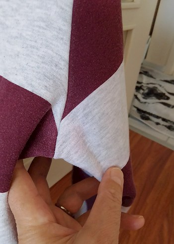 Bordo Gri Çizgili Kadın Sweatshirt - Görsel 2