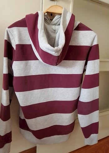 Bordo Gri Çizgili Kadın Sweatshirt - Görsel 3