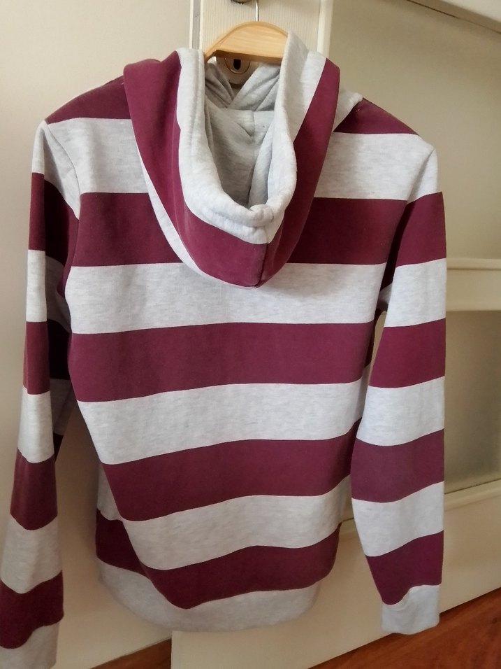 Bordo Gri Çizgili Kadın Sweatshirt - Görsel 3