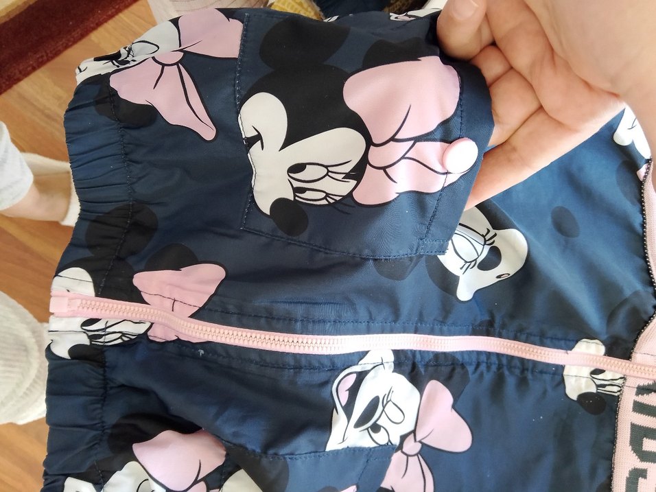 Renkli Baskılı Kapüşonlu Kız Mont - Görsel 5