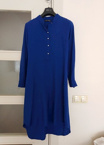 LC Waikiki Uzun Kollu Mavi Keten Tunik