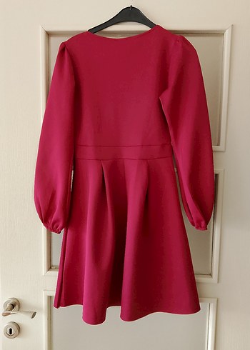 H&M Pileli Uzun Kollu Pembe Elbise