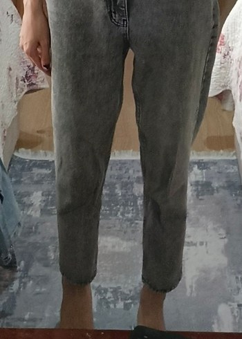 Gri Midi Kadın Kot Pantolon