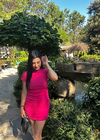 Diğer Pembe Mini Kısa Kollu Kadın Elbise