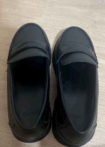 34 Beden siyah Renk Mango Siyah Tokalı Blok Topuklu Loafer