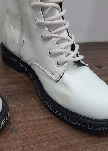 Beyaz Bağcıklı Yüksek Topuklu Street Style Bot - Görsel 4