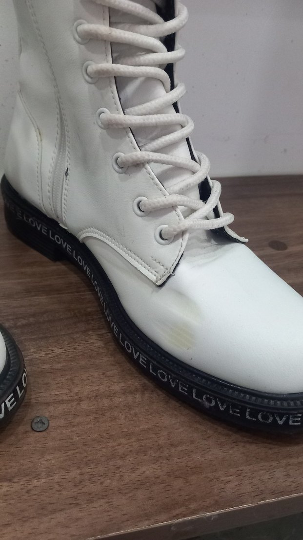 Beyaz Bağcıklı Yüksek Topuklu Street Style Bot - Görsel 4