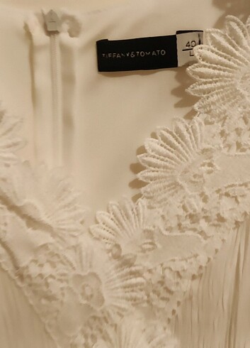 Beyaz  Tiffany keten elbise - Görsel 6