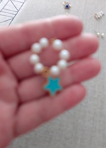  Beden turkuaz Renk Turkuaz Yıldızlı Boncuklu Mini Küpe