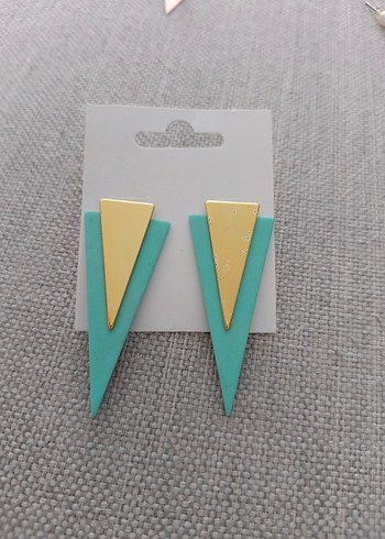 Diğer Turkuaz Sarı Mini Pop Küpe Velcro