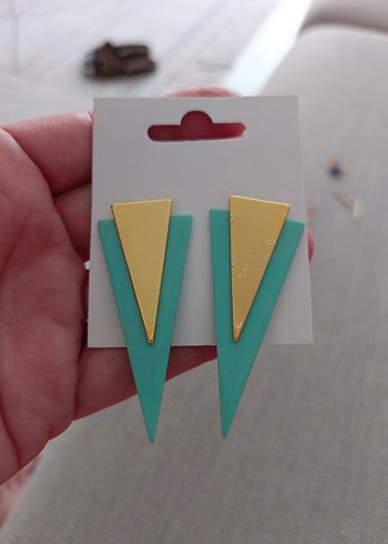 Turkuaz Sarı Mini Pop Küpe Velcro