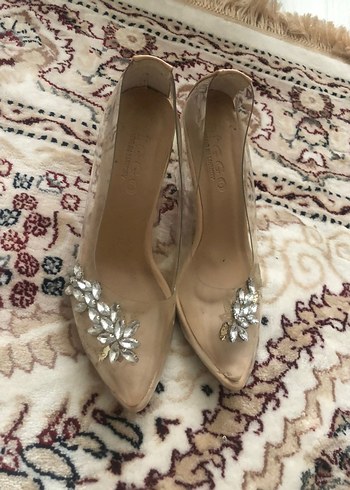 Beyaz Parlak Stiletto Kadın Abiye Ayakkabı - Görsel 2