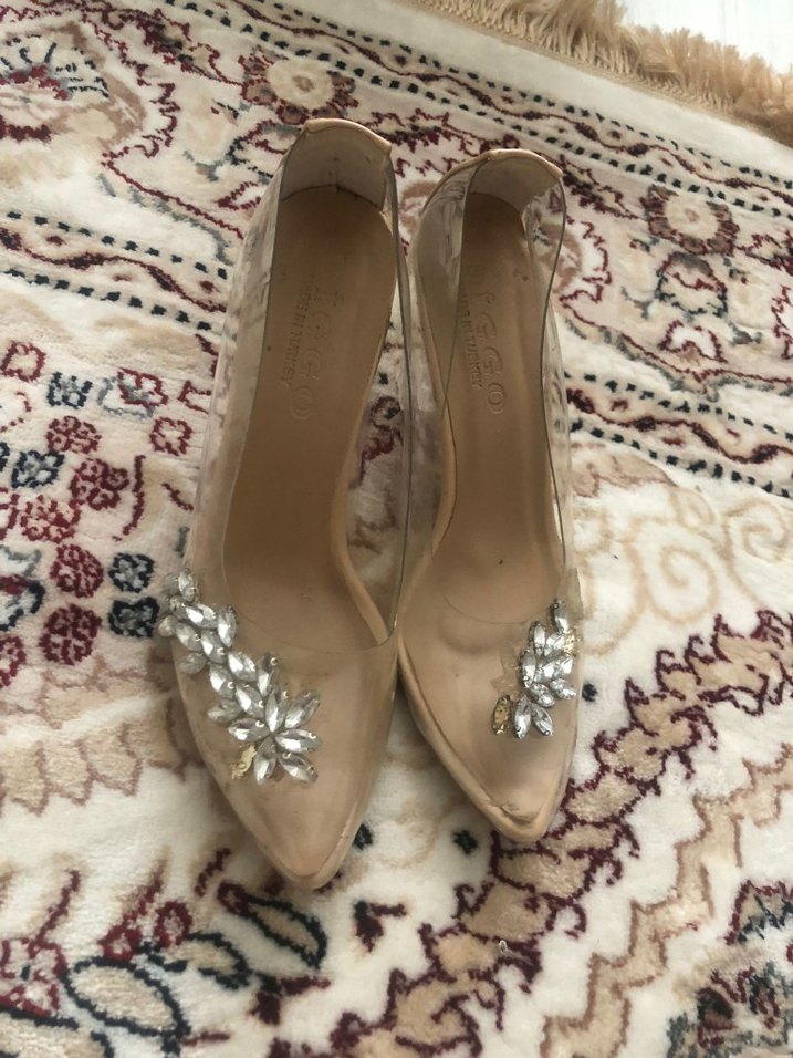 Beyaz Parlak Stiletto Kadın Abiye Ayakkabı - Görsel 2