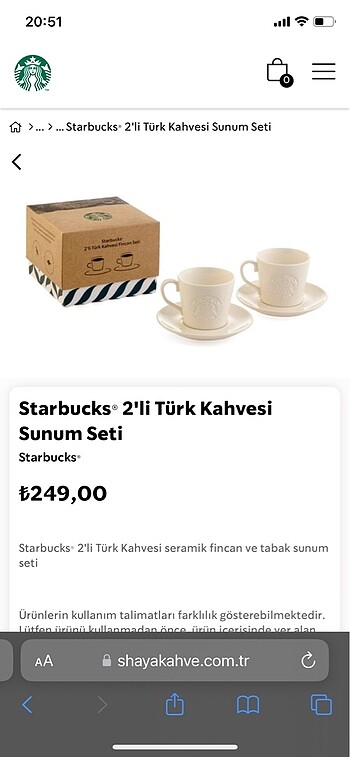 Starbucks 2?li Türk Kahvesi Sunum Seti