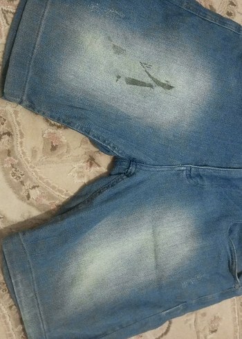 Kadın Gri Bol Kesim Mini Kot Şort - Görsel 5