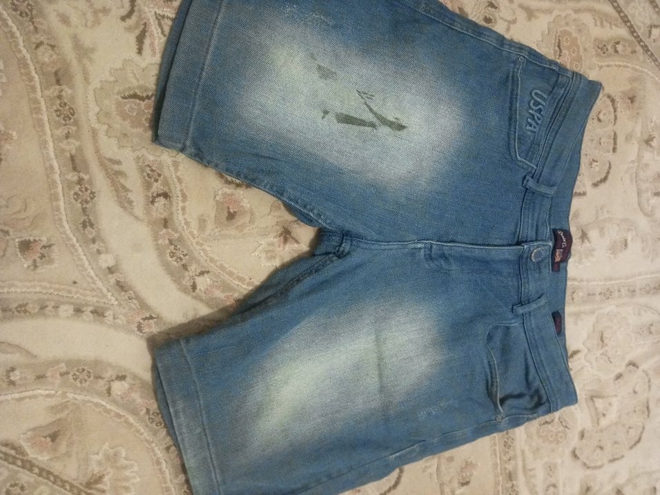 Kadın Gri Bol Kesim Mini Kot Şort - Görsel 5