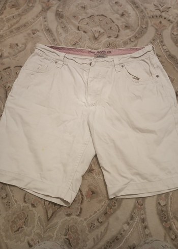 Erkek Beyaz Pamuklu Rahat Kesim Şort - Görsel 2