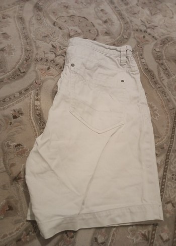 Erkek Beyaz Pamuklu Rahat Kesim Şort - Görsel 3