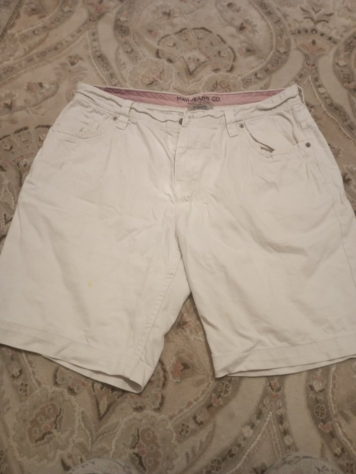 Erkek Beyaz Pamuklu Rahat Kesim Şort - Görsel 2