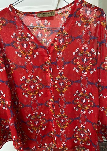 Bohem V Yaka Desenli Uzun Kollu Kadın Bluz - Görsel 4